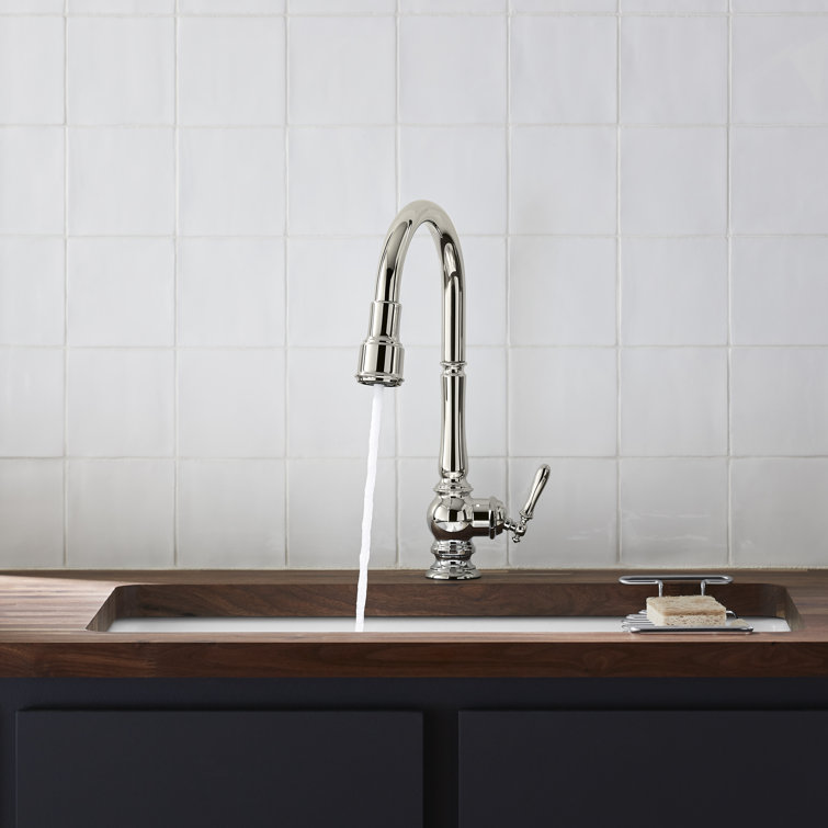 Vibrant Brushed Moderne Brass Touchless Pull Down Kitchen Faucet