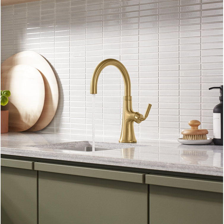 Sleek Satin Stainless Steel 12.25" Modern Bar Faucet