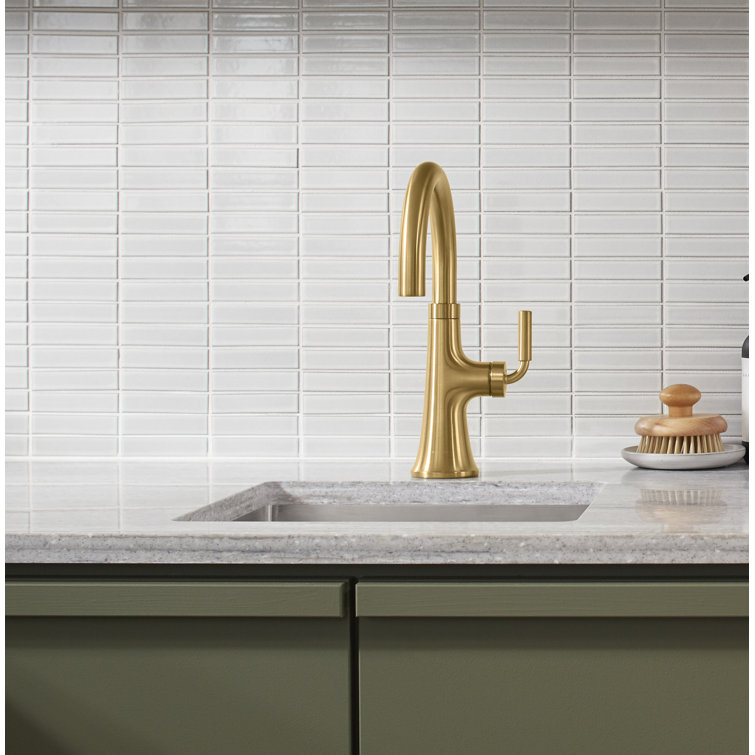 Sleek Satin Stainless Steel 12.25" Modern Bar Faucet
