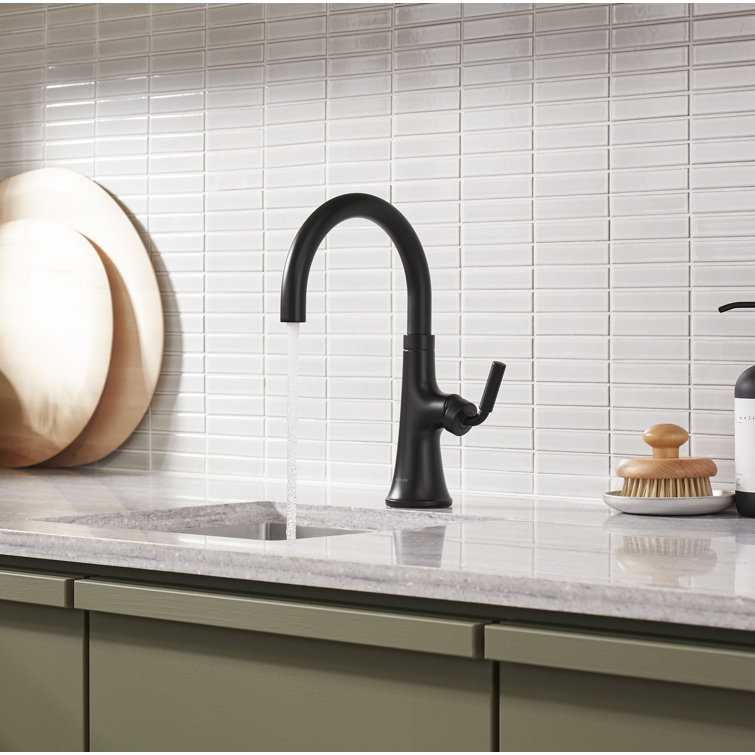 Sleek Satin Stainless Steel 12.25" Modern Bar Faucet