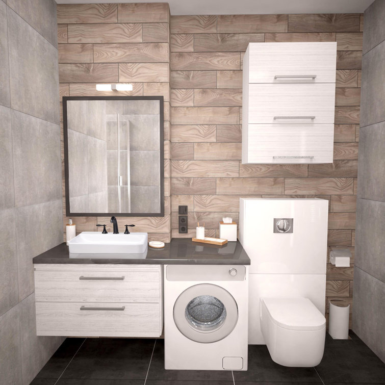 White Ceramic Rectangular Above-Counter Bathroom Sink