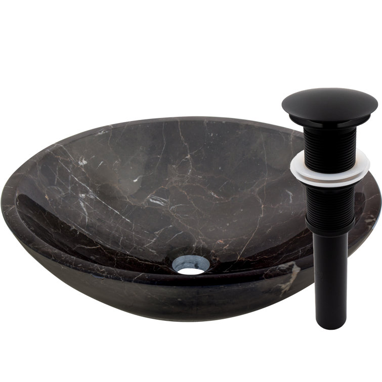 17'' Black Marble Circular Above-Counter Vessel Sink
