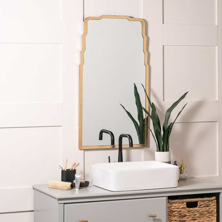Landen Rectangular Gold Finish Contemporary Wall Mirror