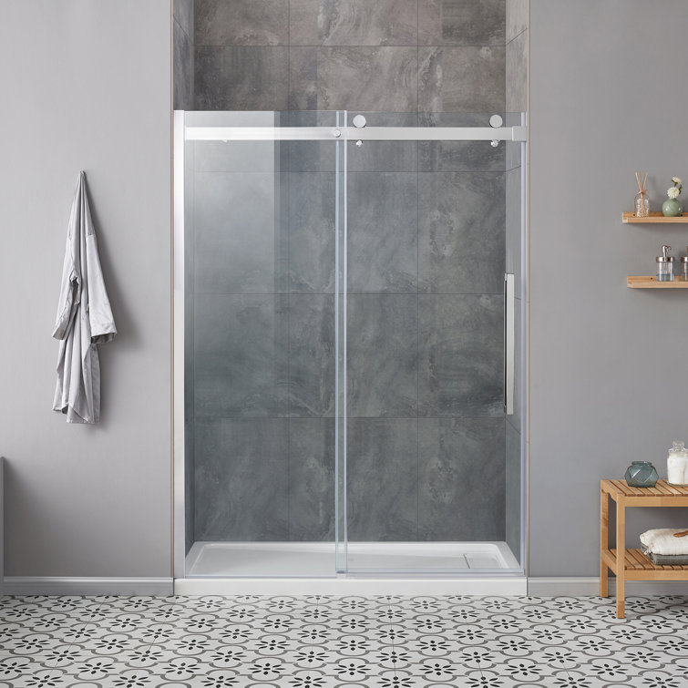 Bel Chrome Frameless Sliding Soft-Close Shower Door, 60" x 78"