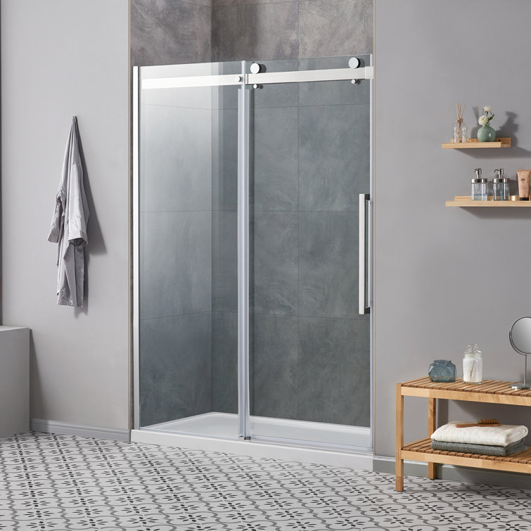 Bel Chrome Frameless Sliding Soft-Close Shower Door, 60" x 78"