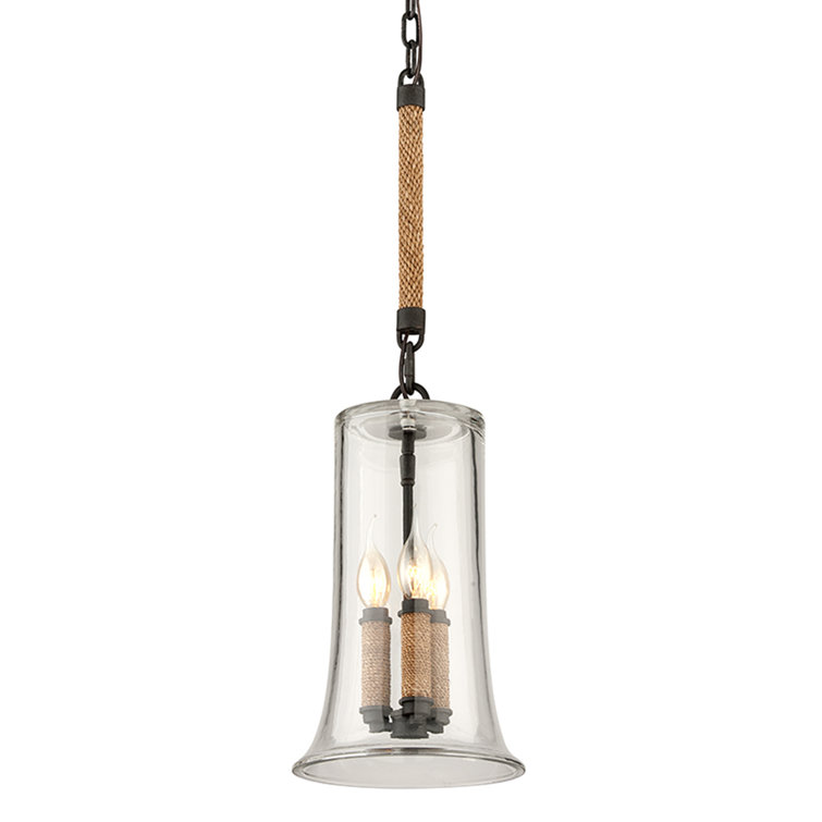 Contemporary 9'' Brushed Nickel & Bronze Glass Pendant