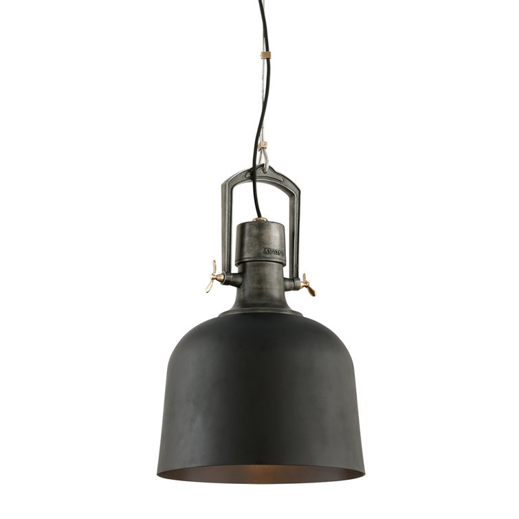 Large Industrial Aged Brass and Nickel Pendant Light