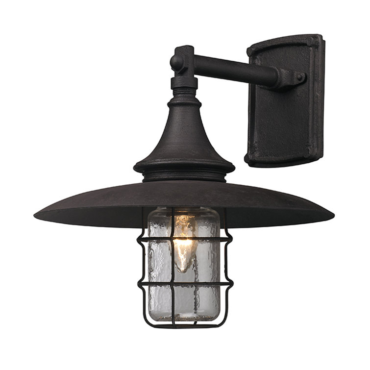 Medium Black Iron Jelly Jar Outdoor Wall Sconce