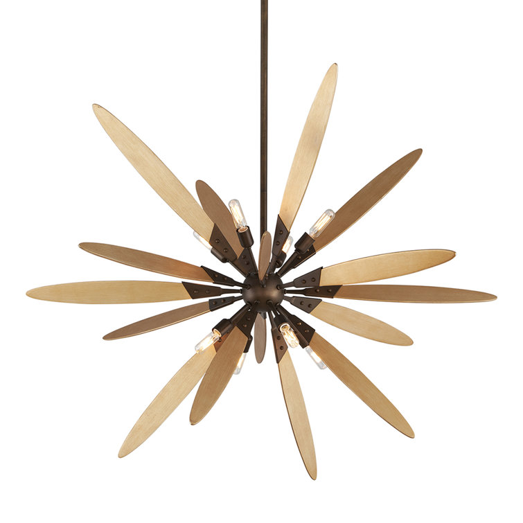 Bronze and Aluminum 8-Light Modern Sputnik Chandelier