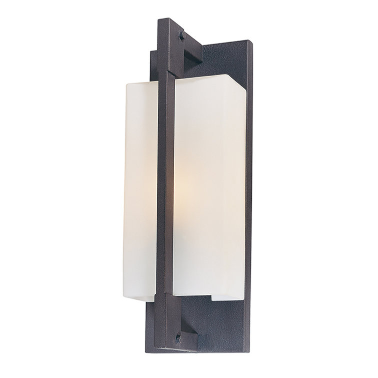 Blade 13" Black Iron Modern Wall Light with Matte Opal Glass
