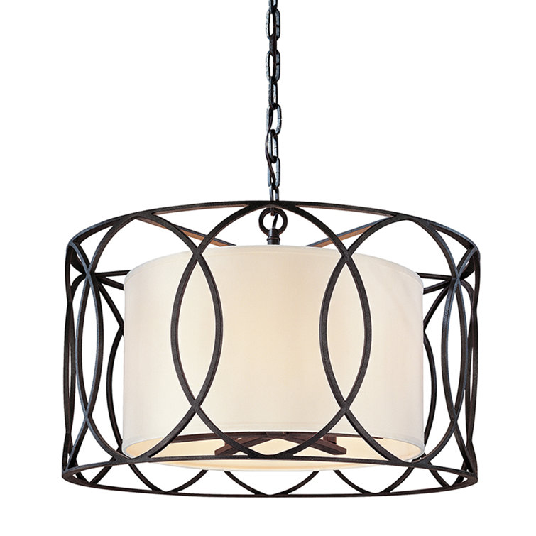 Sausalito 25'' Deep Bronze Drum Pendant with LED Lighting
