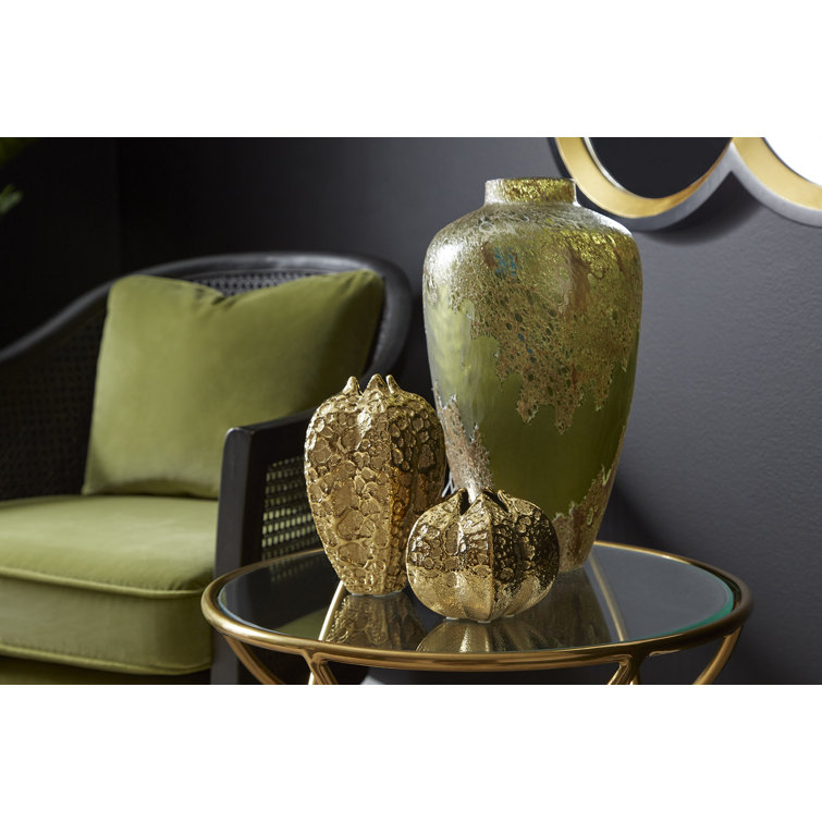 Green Handblown Glass Decorative Table Vase