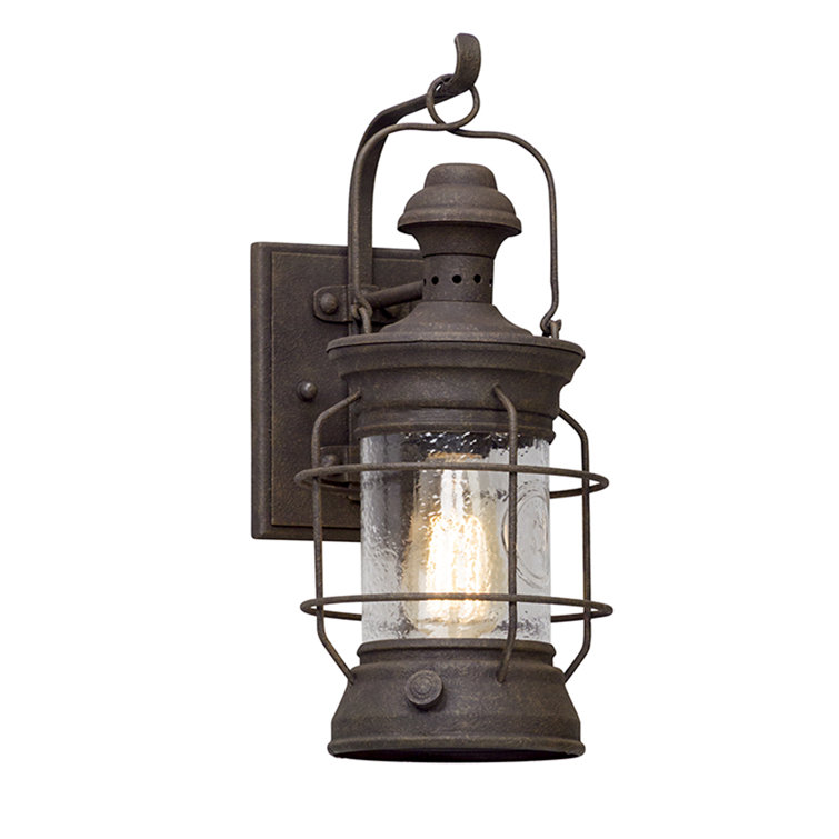 Small Black Iron Industrial Lantern Wall Sconce