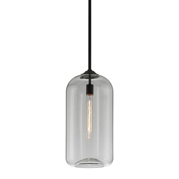 Clear Glass and Black Nickel Contemporary Pendant Light