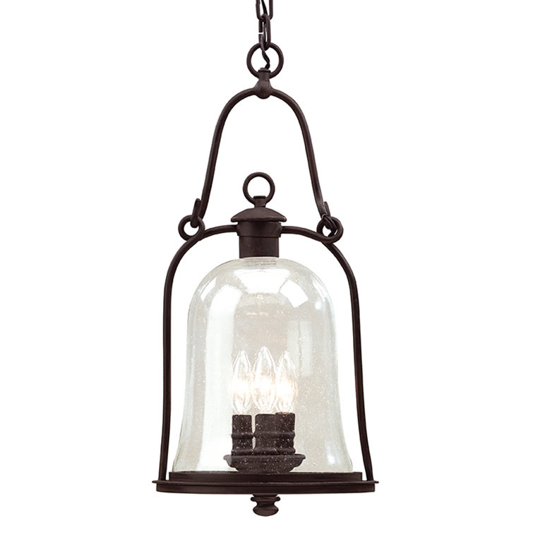 Large Rustic Bronze Glass Outdoor Hanging Lantern