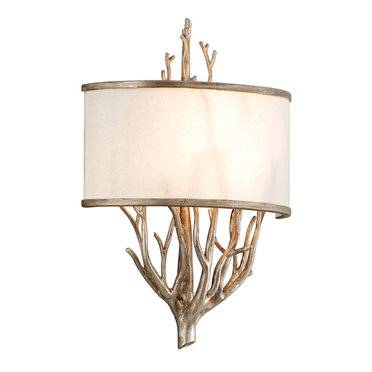 Vienna Bronze Branch Design Sconce with Linen Shade