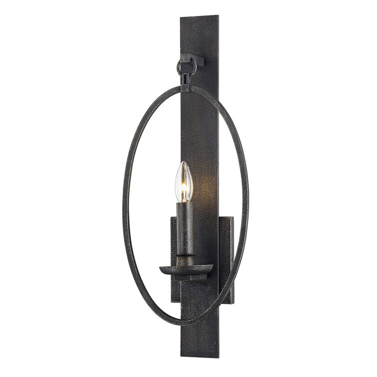 Elegance Aged Silver Hand-Forged Iron Outdoor Wall Sconce