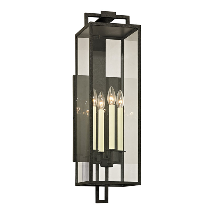 Gray Iron 4-Light Lantern Wall Sconce
