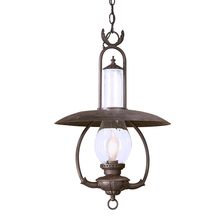 Rustic Bronze Glass Outdoor Hanging Pendant Light