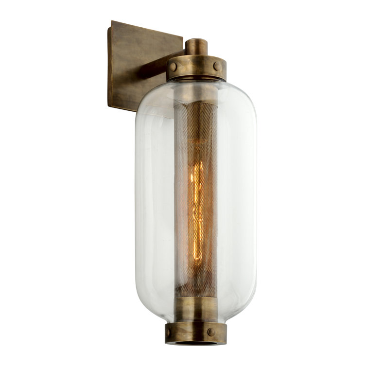 Transitional Dimmable Brass and Bronze Cylinder Sconce, 24" Plug-In