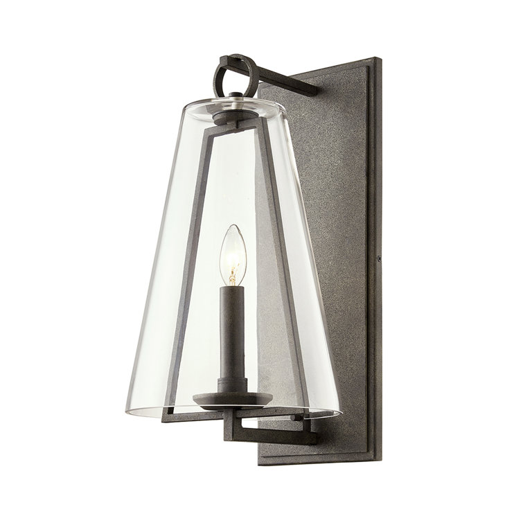 19" Black Iron Dimmable Wall Sconce with Clear Glass Shade