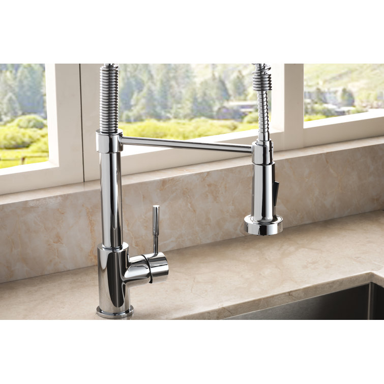 Apollo Chrome Brass Kitchen Faucet with Pull-out Spray