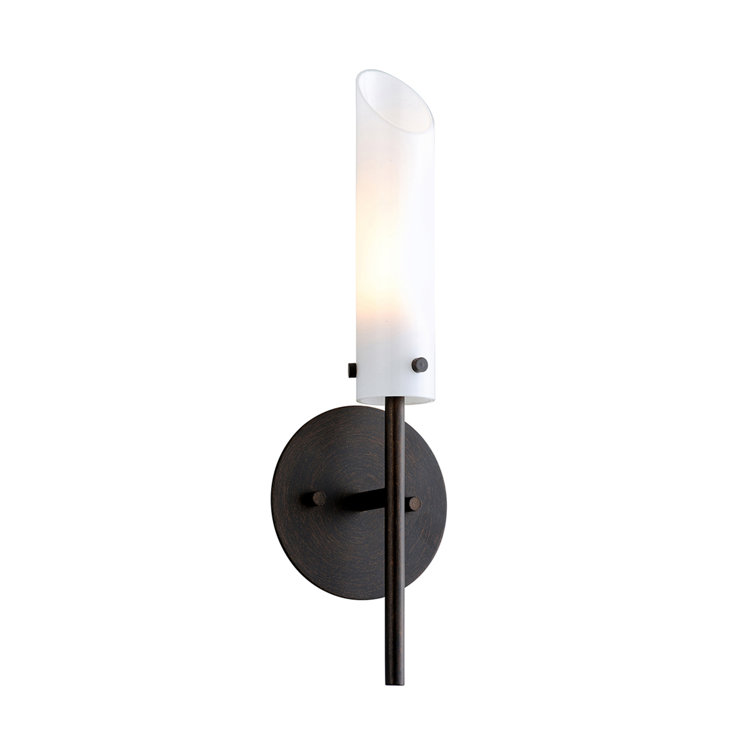High Line Dark Bronze Dimmable Wall Sconce with Opal White Glass Shade