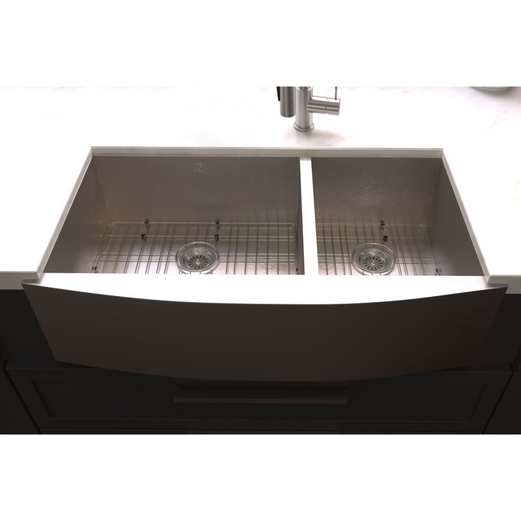36" Stainless Steel Double Bowl Farmhouse Kitchen Sink