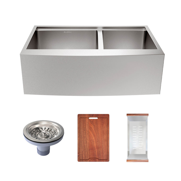 Rivage 33'' Stainless Steel Dual Basin Apron Kitchen Sink