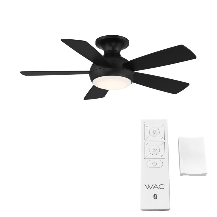 Matte Black 44" Smart Flush Mount Ceiling Fan with LED Light