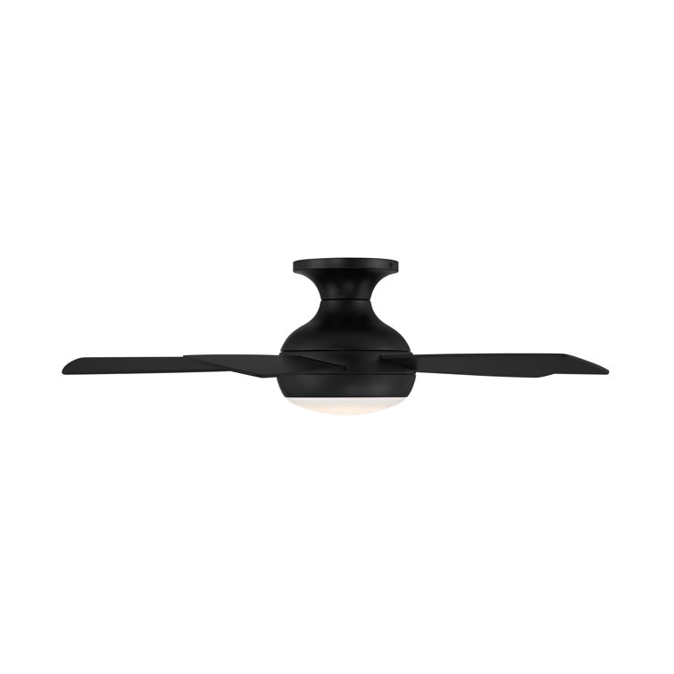 Matte Black 44" Smart Flush Mount Ceiling Fan with LED Light
