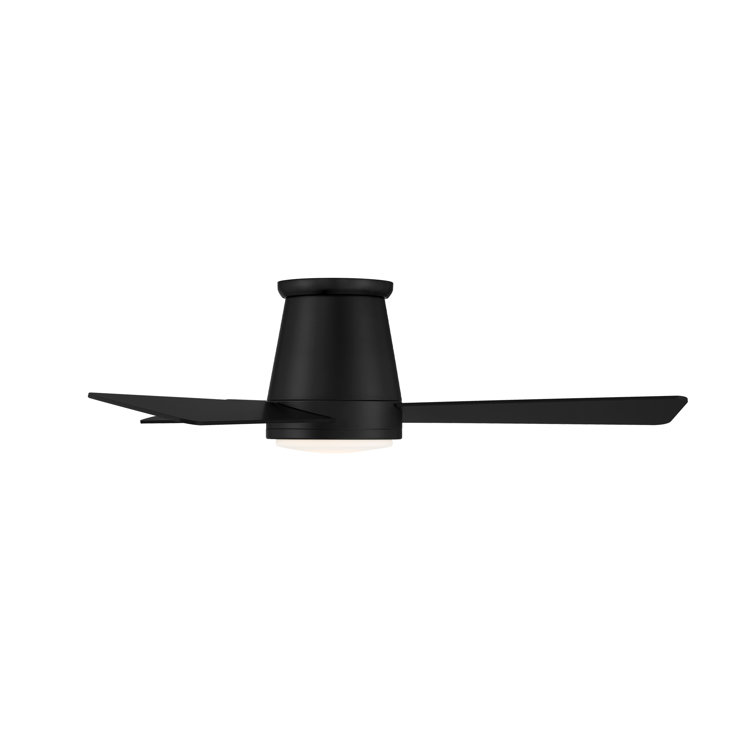 Matte Black Smart Flush Mount Ceiling Fan with LED Light and Remote