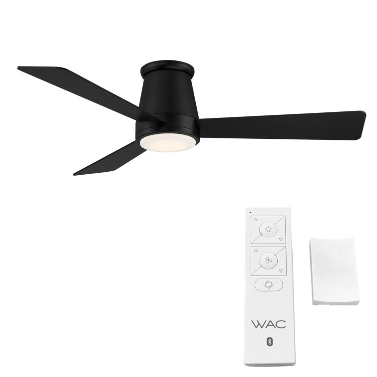 Matte Black 52" Smart Flush Mount Ceiling Fan with LED Light