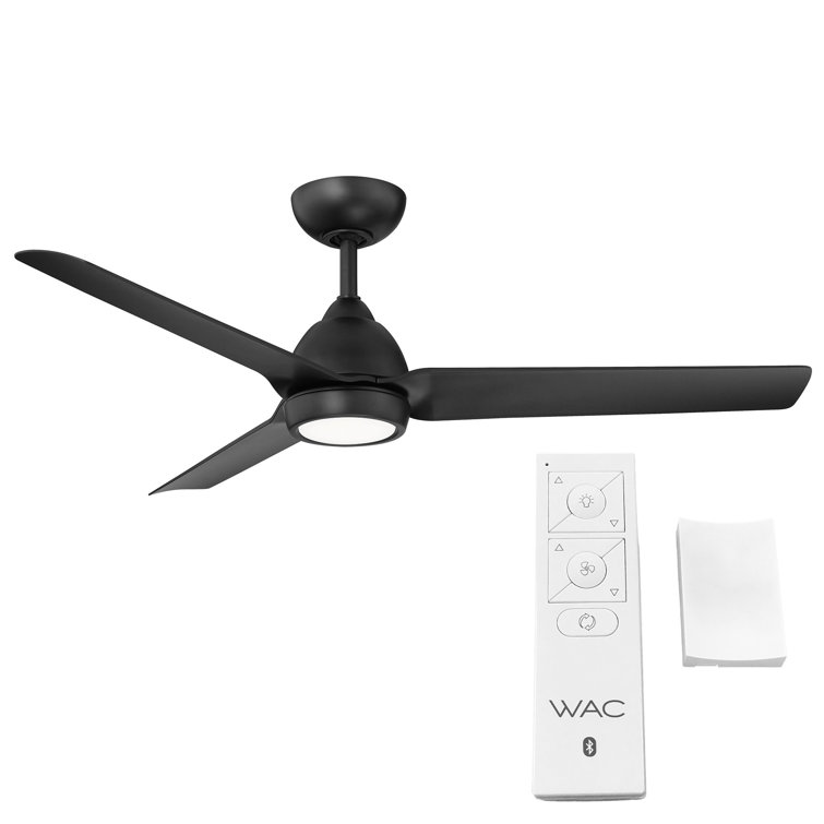 54" Matte Black 3-Blade Smart Ceiling Fan with Remote Control