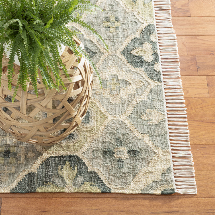 Ivory Medallion Handmade Flatweave Cotton Rug 5' x 8'