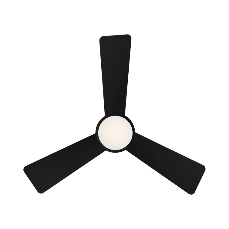 Matte Black Smart Flush Mount Ceiling Fan with LED Light and Remote