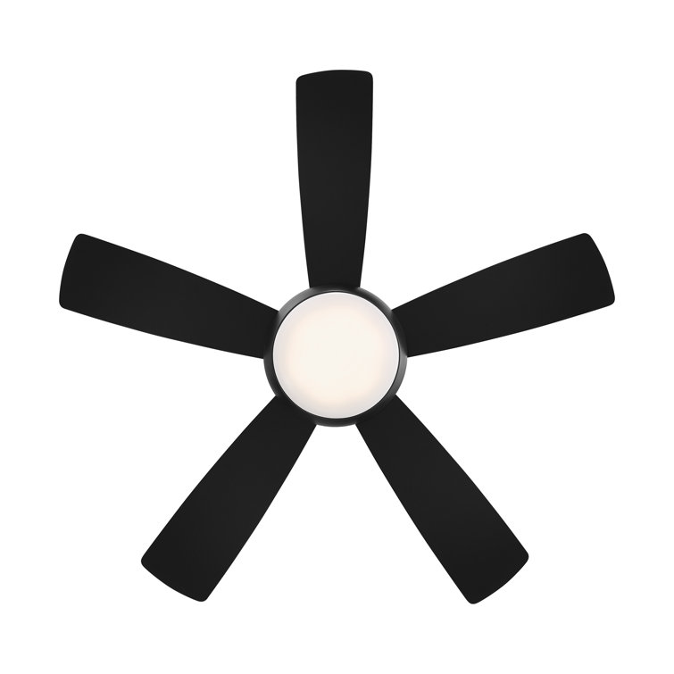 Matte Black 44" Smart Flush Mount Ceiling Fan with LED Light