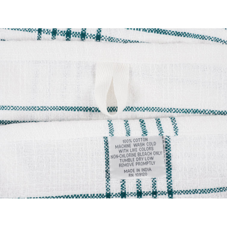 Teal and White Cotton Stripe Kitchen Towel Set