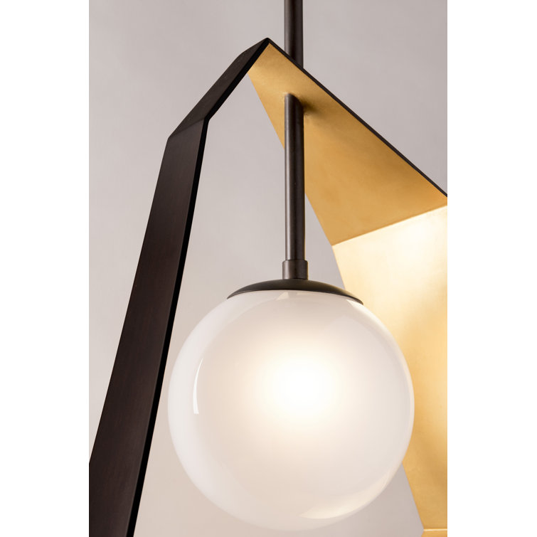 Origami Bronze & Gold Leaf Globe Pendant with Frosted Glass
