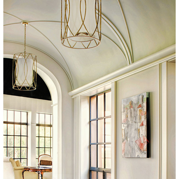 Sausalito 35" Silver Gold Metal Lantern Pendant