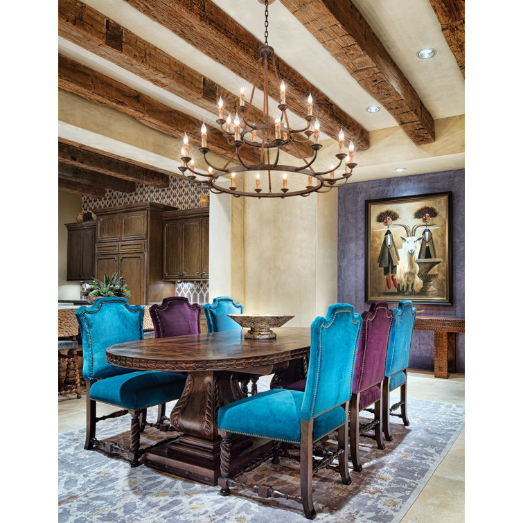 Rustic Bronze 24-Light Crystal Candle Chandelier