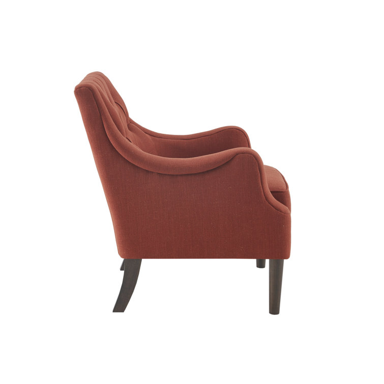 Elle Spice Tufted High-Curved Accent Chair with Dark Coffee Legs
