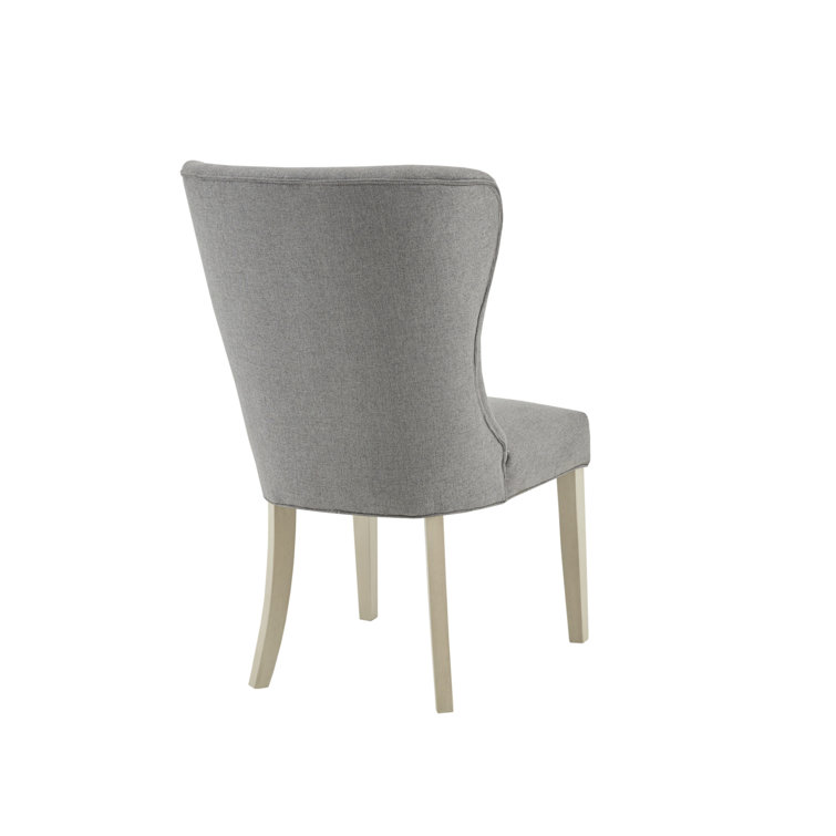 Light Grey Upholstered High Back Wood Side Chair