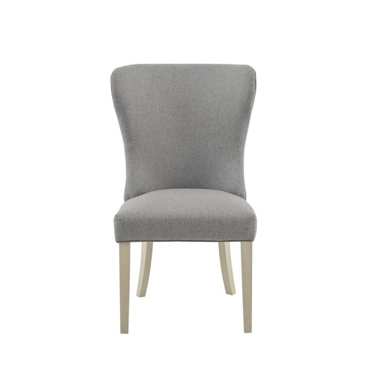 Light Grey Upholstered High Back Wood Side Chair
