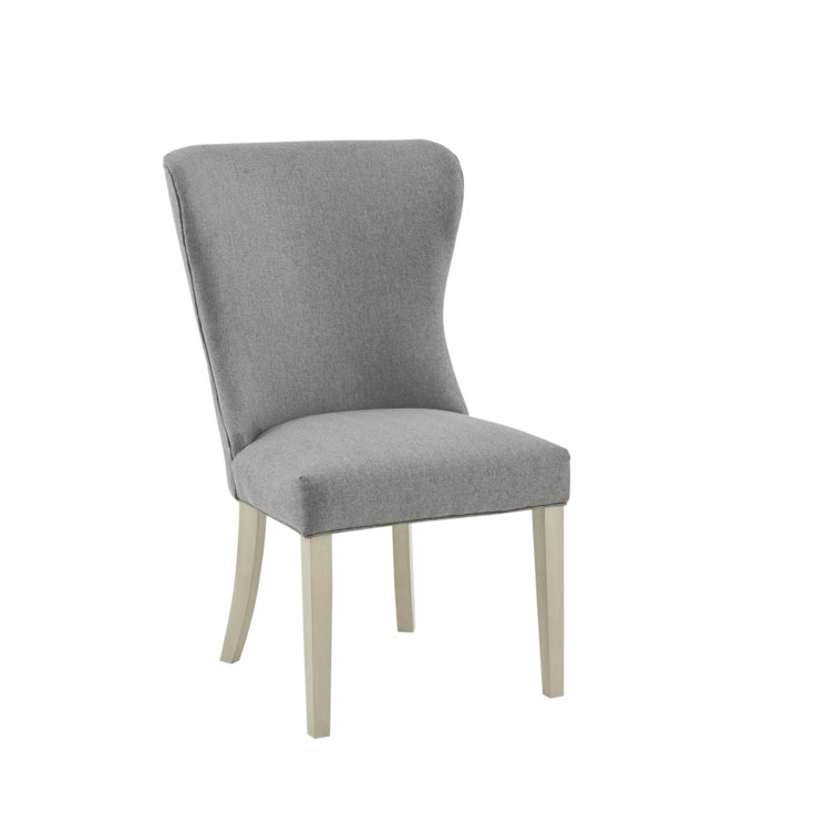 Light Grey Upholstered High Back Wood Side Chair