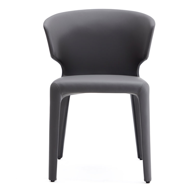 Gray Faux Leather Upholstered Metal Side Chair
