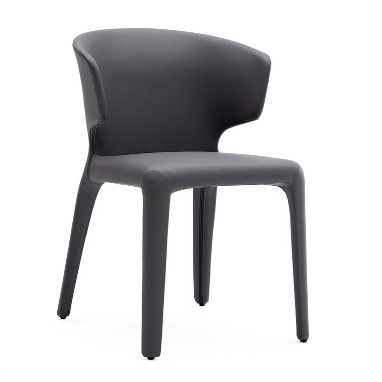 Gray Faux Leather Upholstered Metal Side Chair