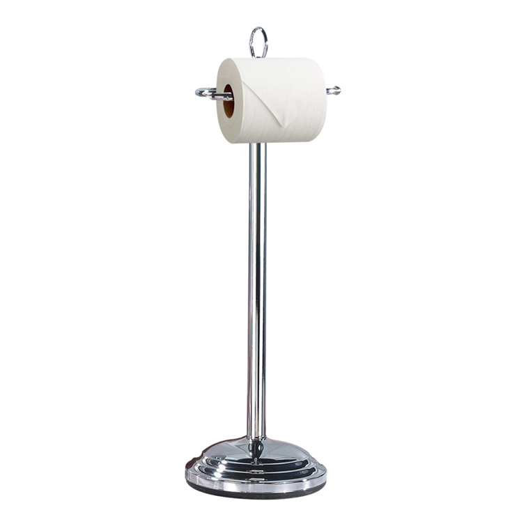 Polished Silver Free Standing Toilet Paper Holder