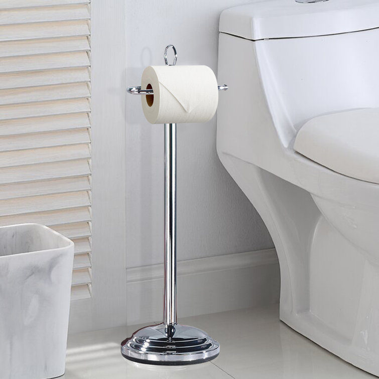 Polished Silver Free Standing Toilet Paper Holder