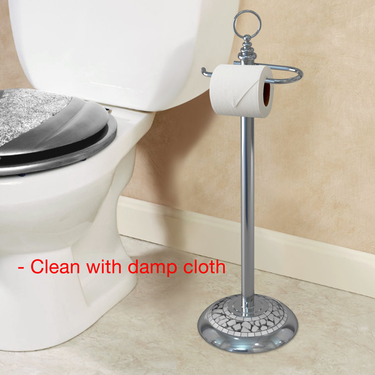 Chrome Mosaic Freestanding Toilet Paper Holder, 24" High
